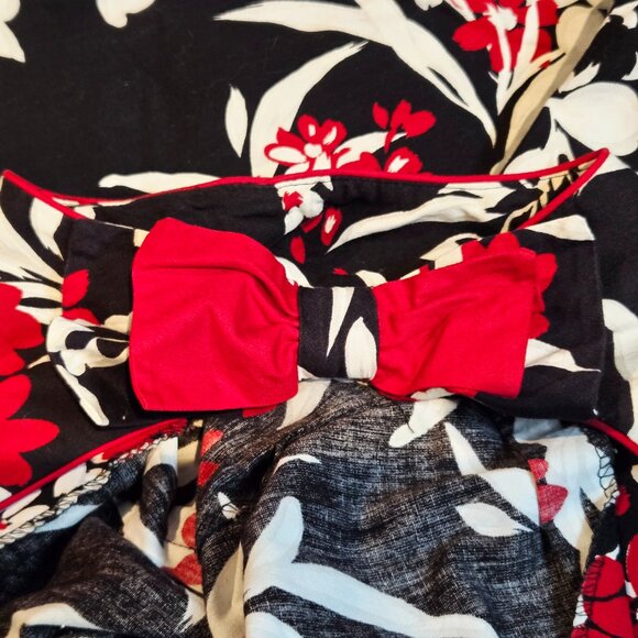 Lanz Originals Vintage One Shoulder Midi Dress 14* / Medium* Black Red Tropical - Picture 7 of 8